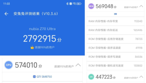 Đánh giá hiệu năng Nubia Z70 Ultra: Gần 2,8 triệu điểm chuẩn AnTuTu